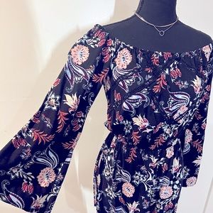 Boho Short Romper with Long Sleeves